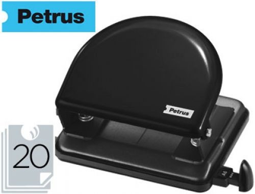 Furador petrus 52 metalico capacidade 20 folhas preto , Petrus , 23081 , 8411772337072